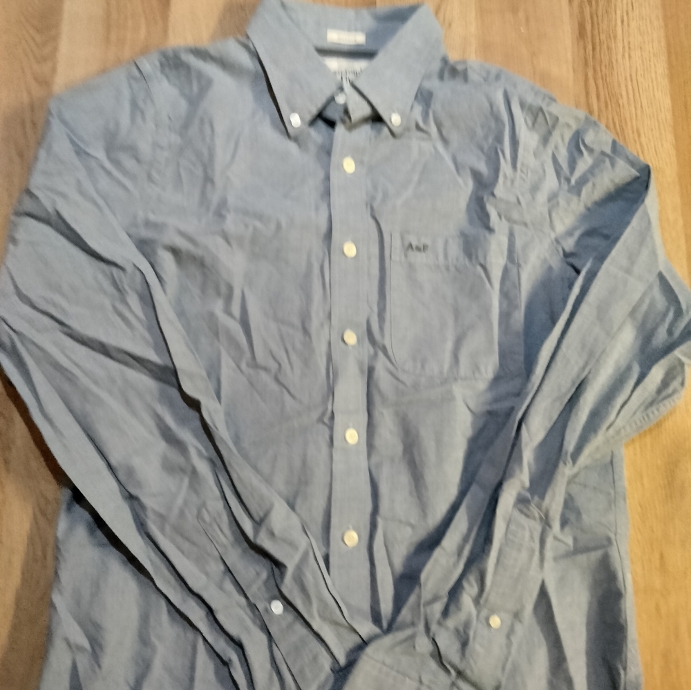 Men’s Abercrombie & Fitch A&F Muscle Sz L Button Long-Sleeve‎ Dress Shirt Blue